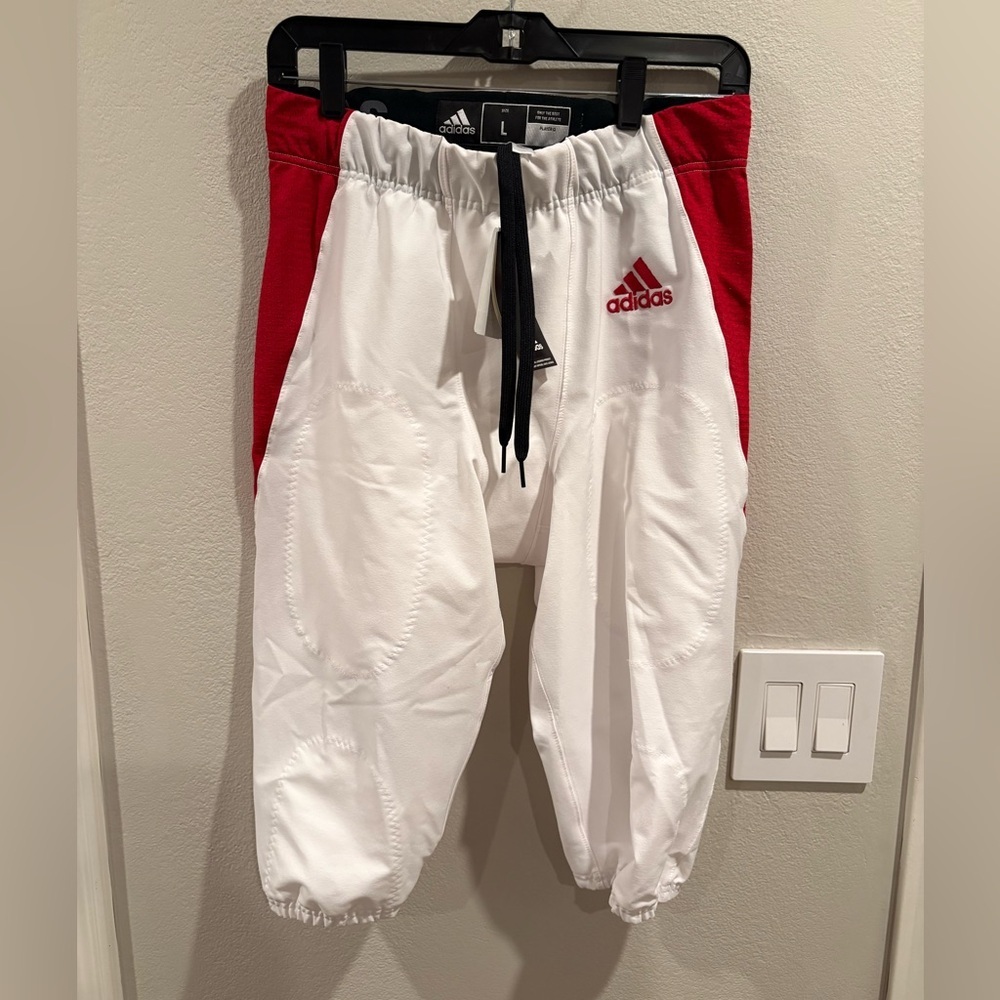 Adidas Woven Football Pants White/Red GG7417 Men’s Size Large NWT $90